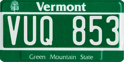 VT license plate VUQ853
