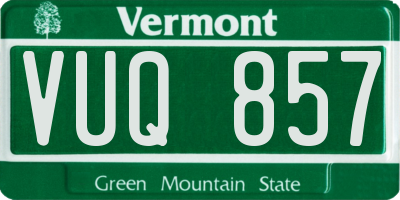 VT license plate VUQ857