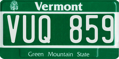 VT license plate VUQ859