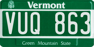VT license plate VUQ863