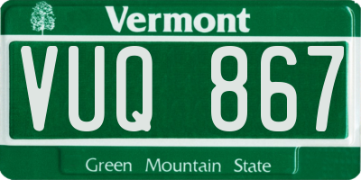 VT license plate VUQ867