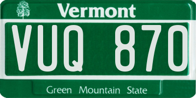 VT license plate VUQ870