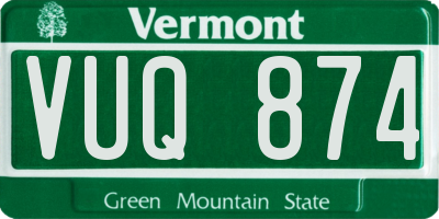 VT license plate VUQ874