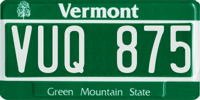VT license plate VUQ875