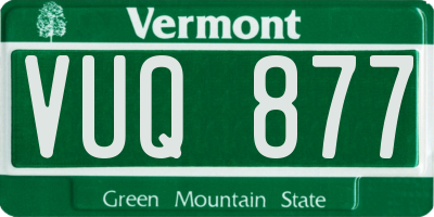 VT license plate VUQ877