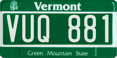 VT license plate VUQ881