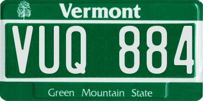 VT license plate VUQ884