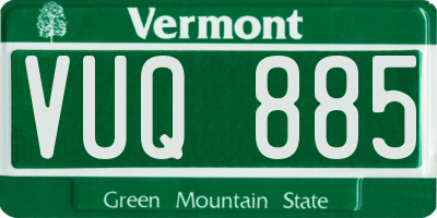 VT license plate VUQ885