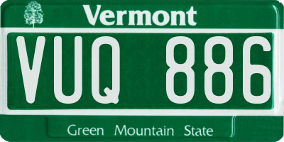 VT license plate VUQ886