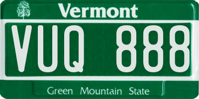 VT license plate VUQ888