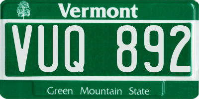 VT license plate VUQ892