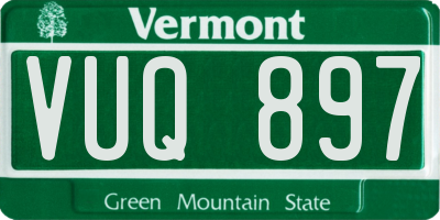 VT license plate VUQ897
