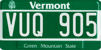 VT license plate VUQ905