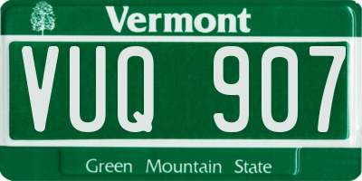 VT license plate VUQ907