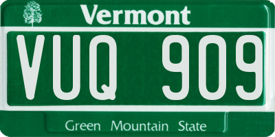 VT license plate VUQ909