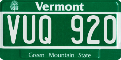 VT license plate VUQ920