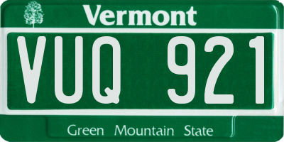VT license plate VUQ921