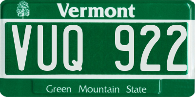 VT license plate VUQ922