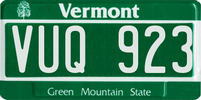 VT license plate VUQ923