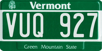 VT license plate VUQ927