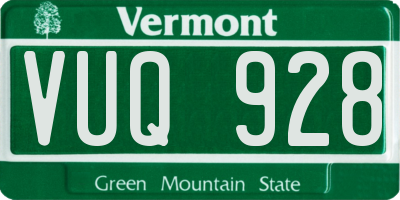 VT license plate VUQ928