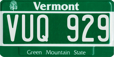 VT license plate VUQ929