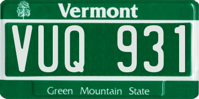 VT license plate VUQ931