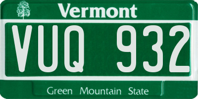 VT license plate VUQ932