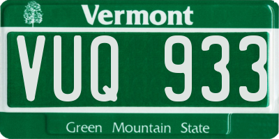 VT license plate VUQ933
