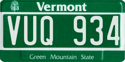 VT license plate VUQ934