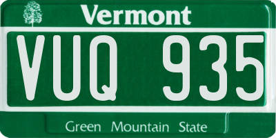 VT license plate VUQ935