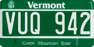 VT license plate VUQ942