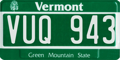 VT license plate VUQ943