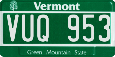VT license plate VUQ953