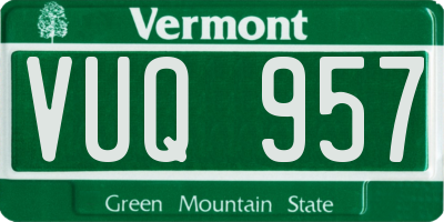 VT license plate VUQ957