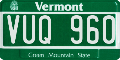 VT license plate VUQ960