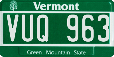 VT license plate VUQ963