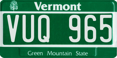 VT license plate VUQ965