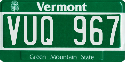 VT license plate VUQ967