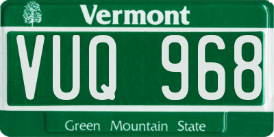 VT license plate VUQ968