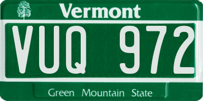VT license plate VUQ972