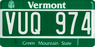VT license plate VUQ974