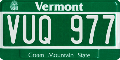 VT license plate VUQ977