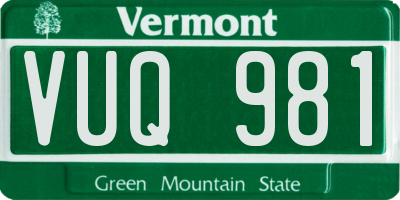 VT license plate VUQ981