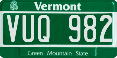VT license plate VUQ982