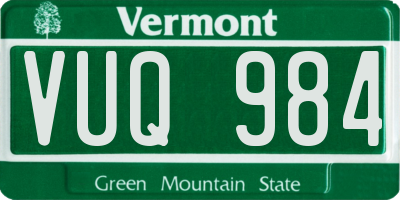VT license plate VUQ984