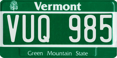 VT license plate VUQ985