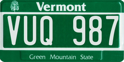 VT license plate VUQ987
