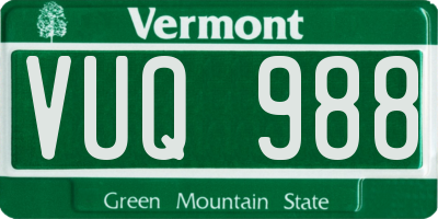 VT license plate VUQ988