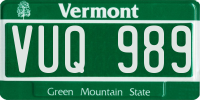 VT license plate VUQ989